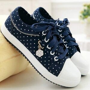 New Flat Denim Shoes for Women Casual Sports Board Sneakers Royal Blue Size 9